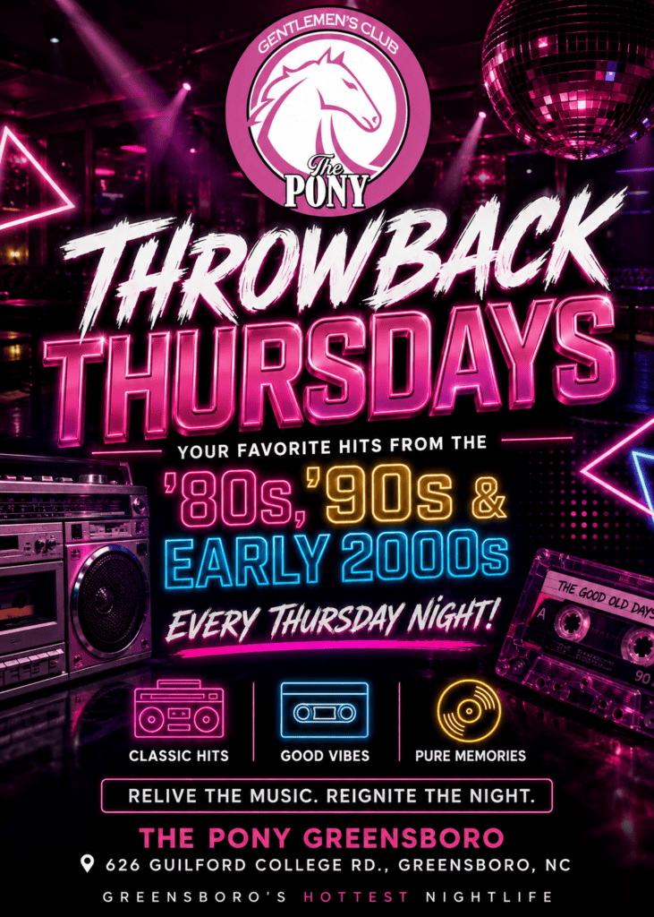 Throwback Thursdays at The Pony Greensboro — Relive the Music, Reignite the Night