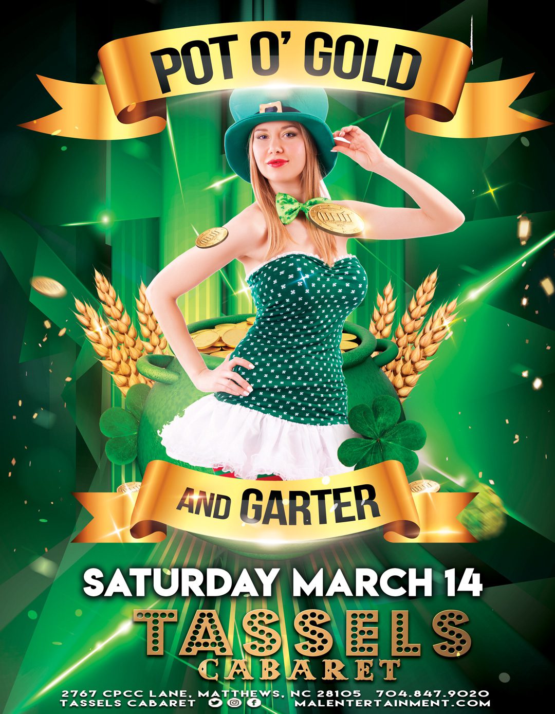 Pot O’ Gold and Garter — MAL Entertainment event flyer