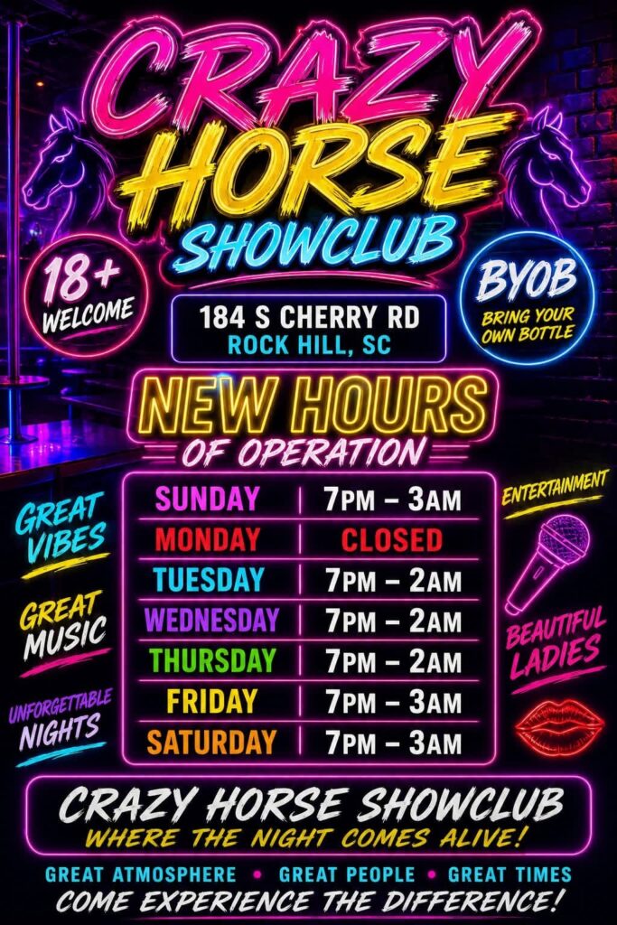 The Crazy Horse Showclub – Rock Hill club flyer