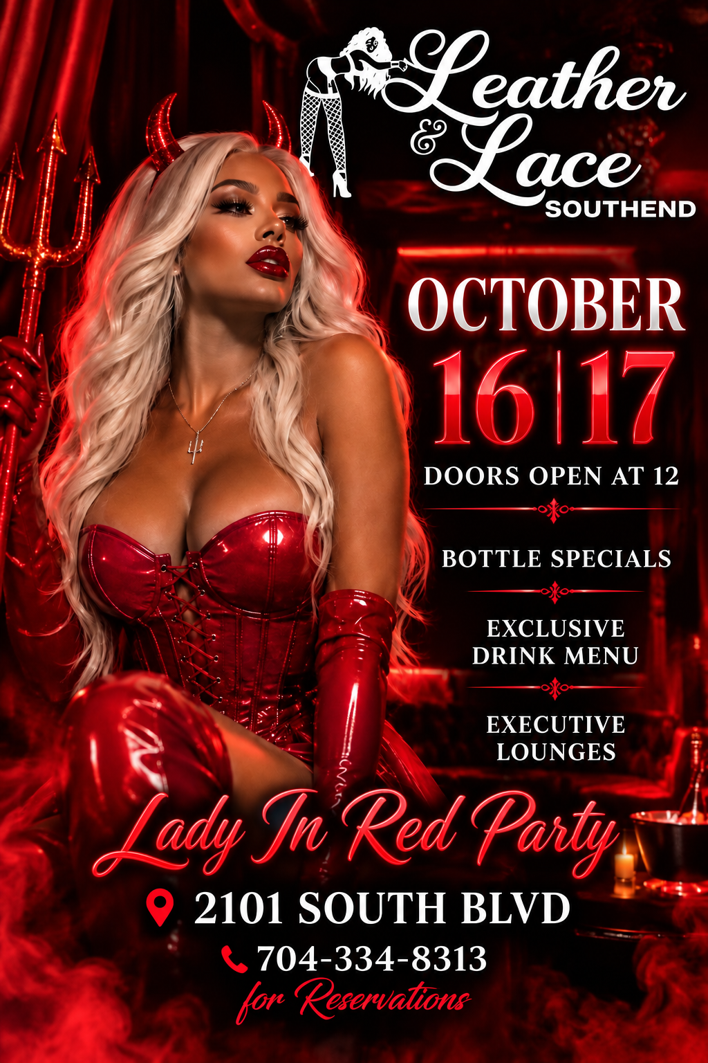 Lady In Red Party flyer, October 16 and 17, Leather & Lace Southend