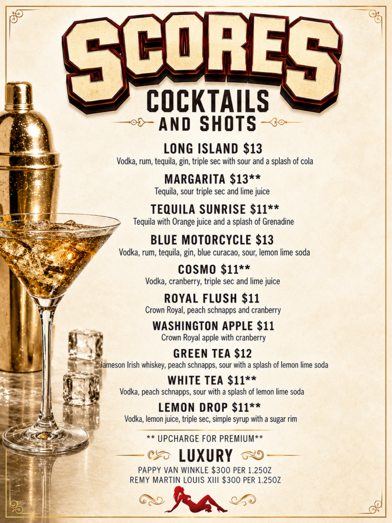 Scores Gentlemen's Club & Steakhouse flyer