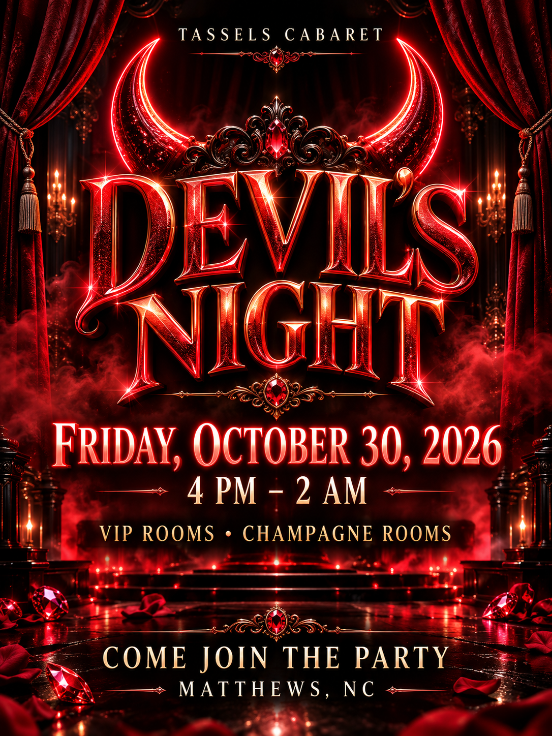Tassels Cabaret Devils Night flyer, October 30 2026