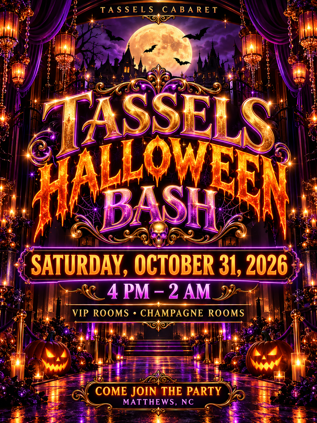 Tassels Cabaret Halloween Bash flyer, October 31 2026