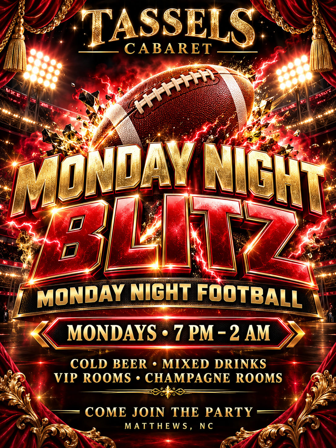 Tassels Cabaret Monday Night Blitz flyer