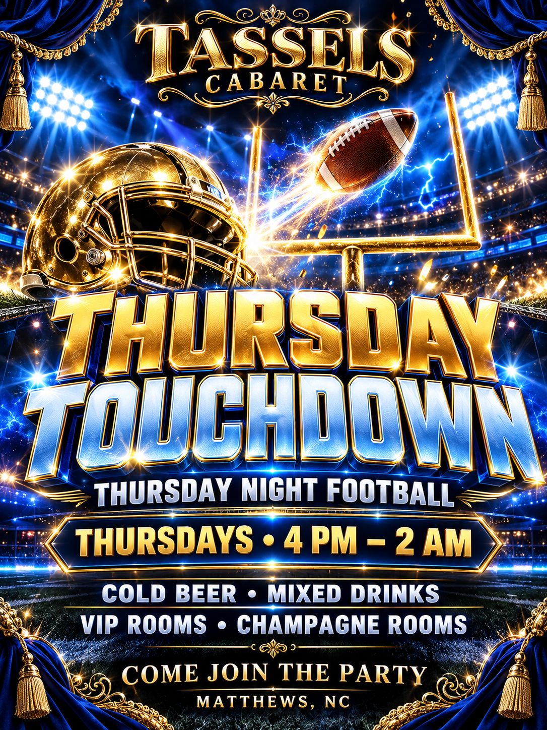 Tassels Cabaret Thursday Touchdown flyer